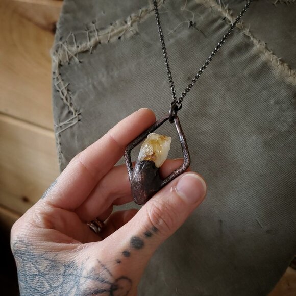 Electroformed Citrine Statement Necklace - Picture 3 of 4